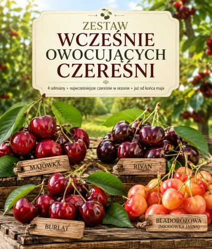 Zestaw wcześnie owocujących czereśni – pakiet 4 odmian