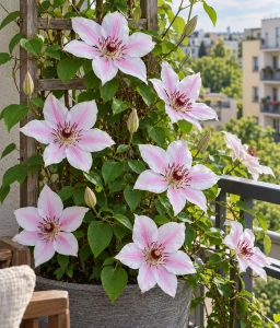Clematis (Powojnik) Jan Paweł II w donicy