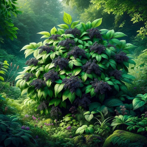 Czarny bez z dojrzałymi owocami