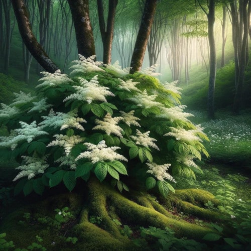 Krzew czarnego bzu podczas kwitnienia