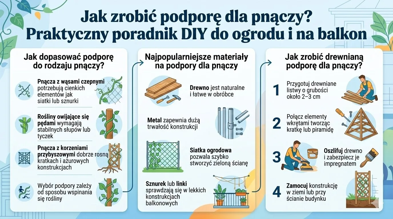 Jak zrobić podporę dla pnączy? Praktyczny poradnik DIY do ogrodu i na balkon
