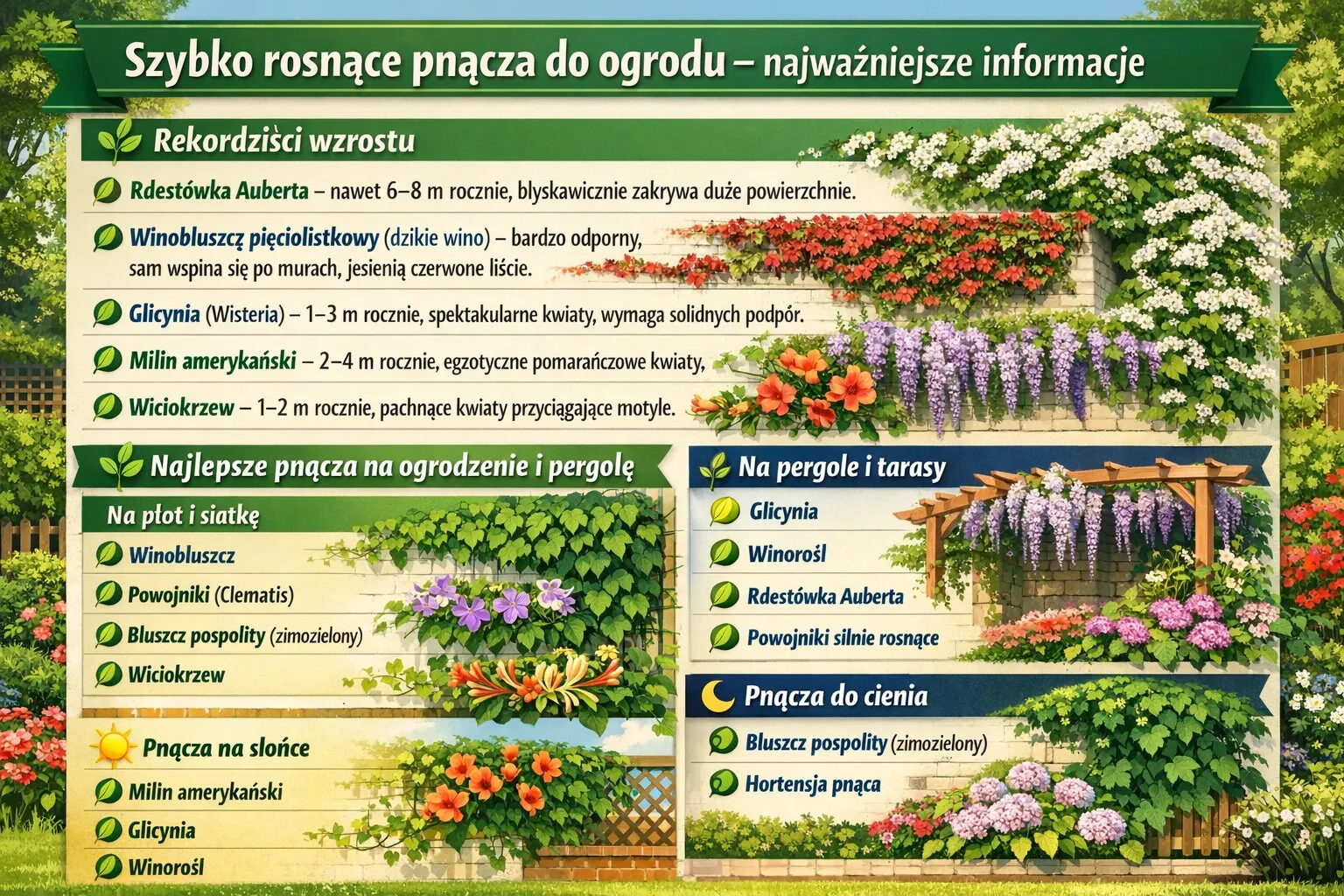 Szybko rosnące pnącza do ogrodu - najważniejsze informacje