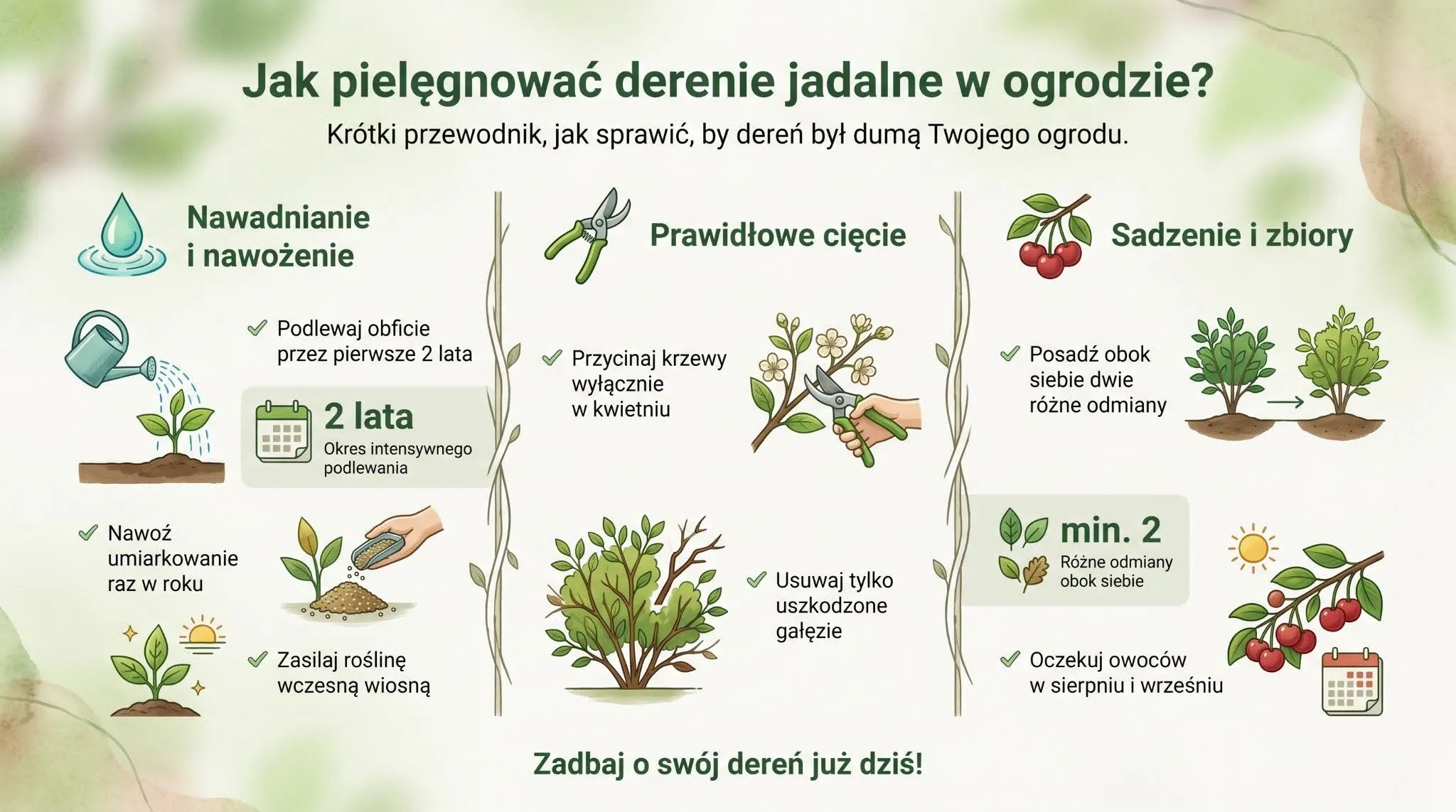 Jak pielęgnować derenie jadalne w ogrodzie?