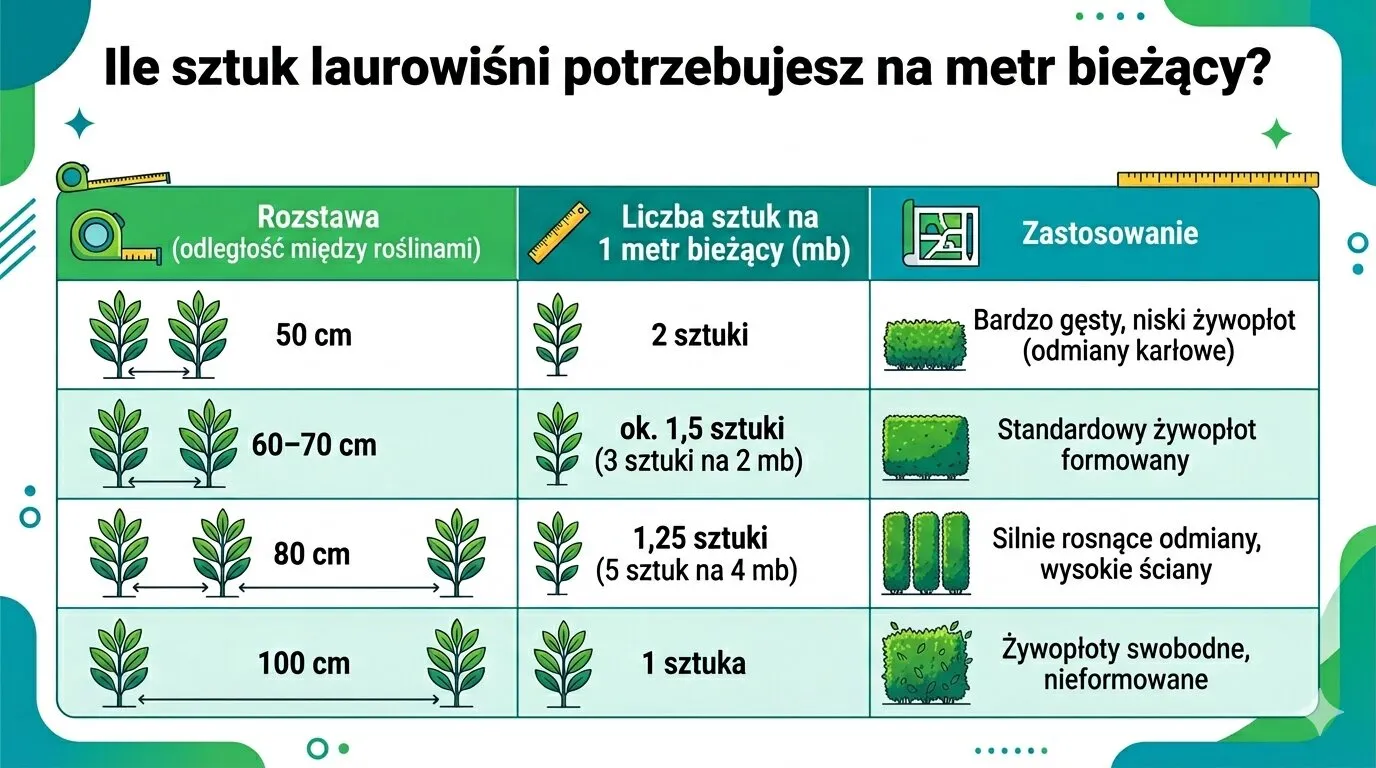 Ile sztuk laurowiśni potrzebujesz na metr bieżący?