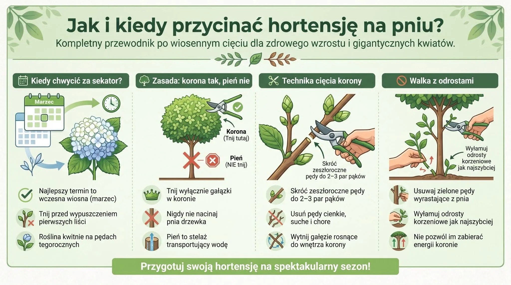 Jak i kiedy przycinać hortensję na pniu?