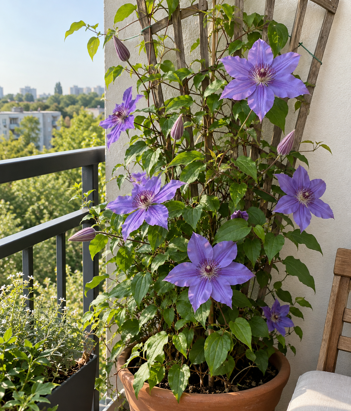 Clematis (Powojnik) Elsa Spath w donicy